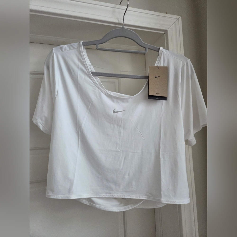 Nike Women's White Dri-fit Crop Top With Open Back